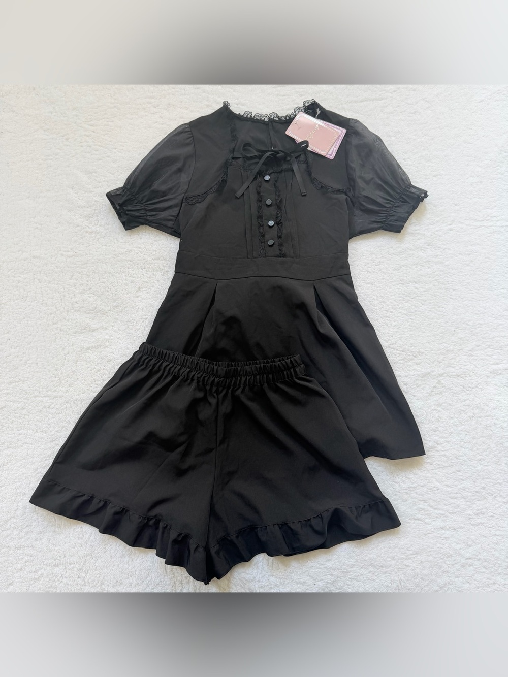 NEW Jirai Kei Ryosan Lolita Bow Lace Japan Idol black Setup Kawaii Gothic shorts